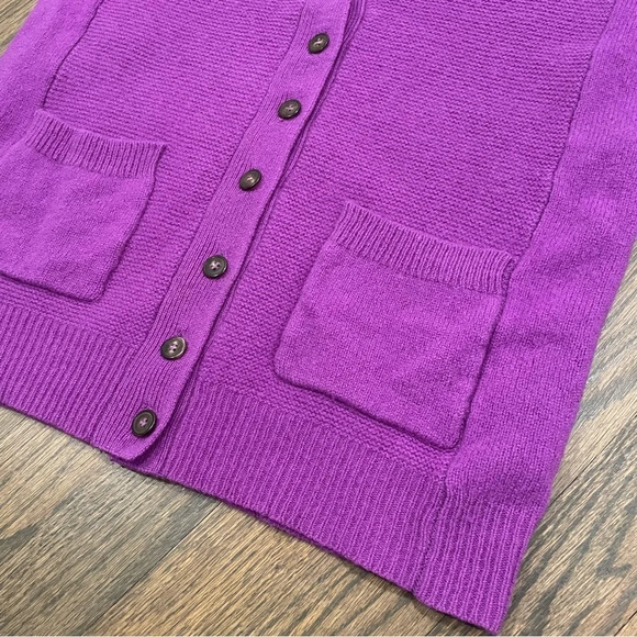 Madewell Wallace Merino Wool Purple Button Down Cardigan Sweater Elbow Patches S - Picture 4 of 11